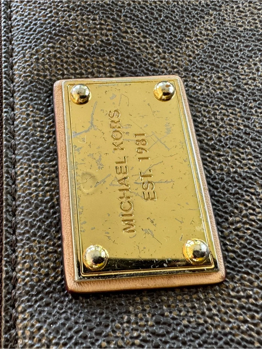 Michael Kors Brown and Gold Logo Plaque Women Large Wallet